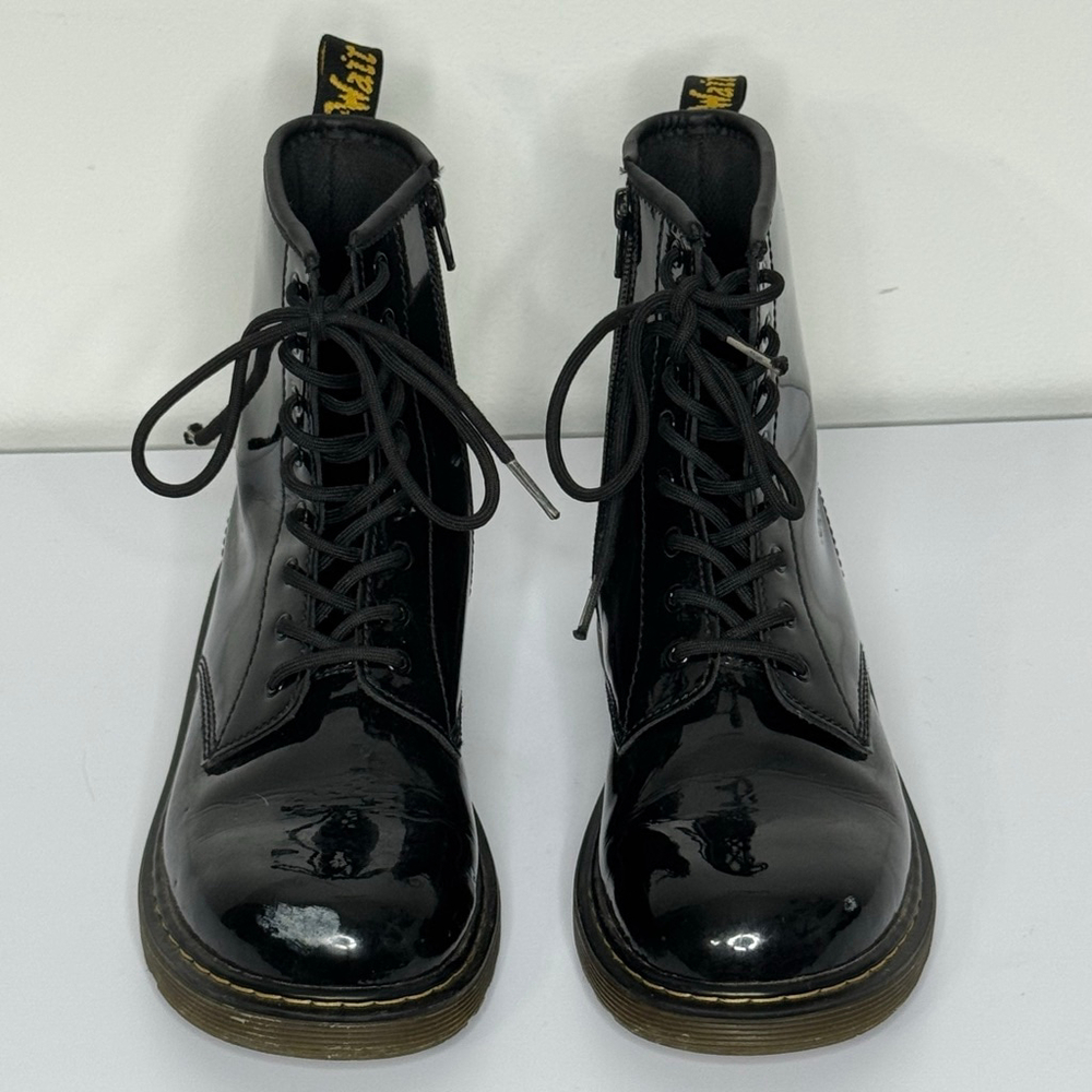 Dr. Martens 1460Y Black Patent Leather Lace Up Boots Size 6